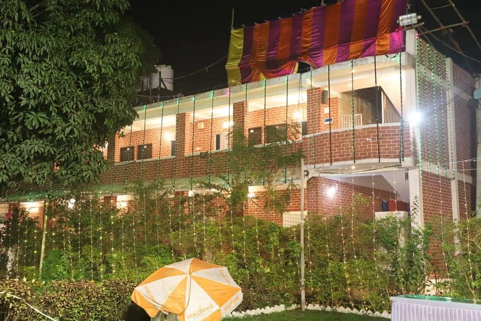 Aaditri Celebrations venue illuminated at night